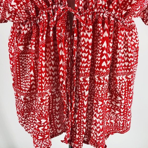 Victoria’s Secret Red Heart Kimono Robe One Size Sexy Red Cover Up - Picture 5 of 9